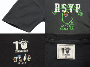 A BATHING APE アベイシングエイプ RSVP アールエスブイピー半袖Tシャツ ブラック グリーン ホワイト サイズM 美品 中古 4b005826 