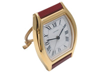 Load image into Gallery viewer, 極美品 CARTIER カルティエ Tortue トーチュ 置時計 重量約336.0g 白文字盤 クォーツ ゴールド ボルドー スイス製 中古 4b005829