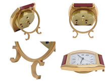 Load image into Gallery viewer, 極美品 CARTIER カルティエ Tortue トーチュ 置時計 重量約336.0g 白文字盤 クォーツ ゴールド ボルドー スイス製 中古 4b005829