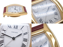 Load image into Gallery viewer, 極美品 CARTIER カルティエ Tortue トーチュ 置時計 重量約336.0g 白文字盤 クォーツ ゴールド ボルドー スイス製 中古 4b005829