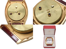 Load image into Gallery viewer, 極美品 CARTIER カルティエ Tortue トーチュ 置時計 重量約336.0g 白文字盤 クォーツ ゴールド ボルドー スイス製 中古 4b005829