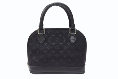 極美品 LOUIS VUITTON ルイヴィトン モノグラムサテン リトル アルマ ミニハンドバッグ M92146 ブラック シルバー金具 中古 4b005834