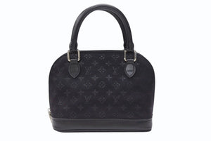 極美品 LOUIS VUITTON ルイヴィトン モノグラムサテン リトル アルマ ミニハンドバッグ M92146 ブラック シルバー金具 中古 4b005834
