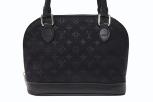 極美品 LOUIS VUITTON ルイヴィトン モノグラムサテン リトル アルマ ミニハンドバッグ M92146 ブラック シルバー金具 中古 4b005834