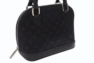 極美品 LOUIS VUITTON ルイヴィトン モノグラムサテン リトル アルマ ミニハンドバッグ M92146 ブラック シルバー金具 中古 4b005834