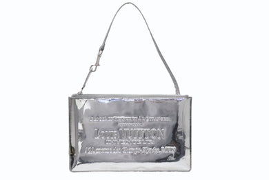 極美品 LOUIS VUITTON ルイヴィトン ポシェット プラット ハンドバッグ M95277 モノグラム ミロワール シルバー シルバー金具 中古 4b005835