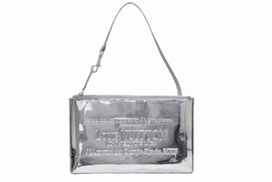 極美品 LOUIS VUITTON ルイヴィトン ポシェット プラット ハンドバッグ M95277 モノグラム ミロワール シルバー シルバー金具 中古 4b005835