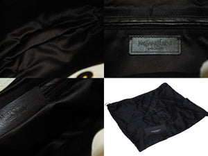 YVES SAINT LAURENT イヴサンローラン リボンバッグ ショルダーバッグ 151215 レザー ホワイト ゴールド金具 美品 中古 4b005837