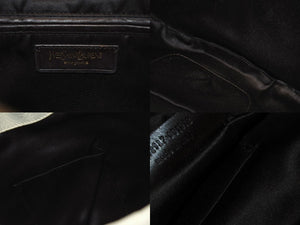 YVES SAINT LAURENT イヴサンローラン リヴ ゴーシュ レザー ワンショルダーバッグ アイボリー 112937 ゴールド金具 良品 中古 4b005838
