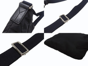 極美品 YVES SAINT LAURENT イヴサンローラン ナイロン ショルダーバッグ ブラック ブラック ネイビー 273674.213317 シルバー金具 中古 4b005839