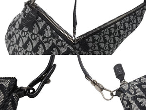 極美品 ChristianDior クリスチャンディオール サドルポーチ ワンショルダーバッグ SLO44012 トロッター ブラック ガリアーノ期 中古 4b005841