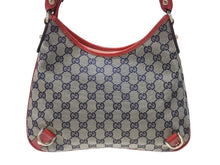 Load image into Gallery viewer, GUCCI グッチ ワンショルダーバッグ ハンドバッグ GGキャンバス レザー レッド ブラウン 130738 ゴールド金具 美品 中古 4b005842