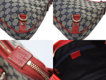 Load image into Gallery viewer, GUCCI グッチ ワンショルダーバッグ ハンドバッグ GGキャンバス レザー レッド ブラウン 130738 ゴールド金具 美品 中古 4b005842