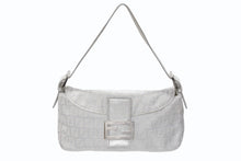 Load image into Gallery viewer, FENDI フェンディ ズッキーノ柄 マンマバケット グリッター ワンショルダーバッグ 8BR003 キャンバス シルバー シルバー金具 美品 中古 4b005843