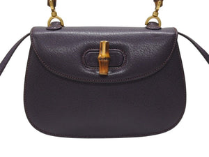 極美品 GUCCI グッチ ハンドバッグ ショルダーバッグ 2way 000460188 レザー バンブー パープル ゴールド金具 中古 4b005844