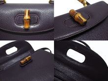 Load image into Gallery viewer, 極美品 GUCCI グッチ ハンドバッグ ショルダーバッグ 2way 000460188 レザー バンブー パープル ゴールド金具 中古 4b005844
