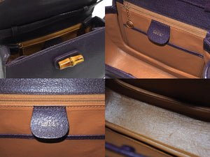 極美品 GUCCI グッチ ハンドバッグ ショルダーバッグ 2way 000460188 レザー バンブー パープル ゴールド金具 中古 4b005844