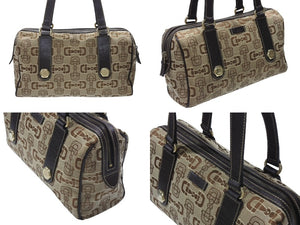 Gucci グッチ ボストンバッグ ホースビット刺繍 カーキ 248270 キャンバス ブラウン ベージュ 美品 中古 4b005845