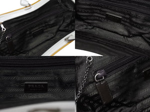 PRADA プラダ 2WAY クラッチバッグ ショルダーバッグ がま口 レザー ホワイト シルバー金具 美品 中古 4b005846