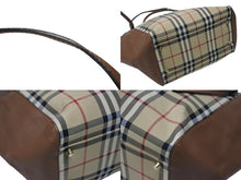 画像をギャラリービューアに読み込む, Burberry バーバリー ノバチェック トートバッグ ノヴァチェック トートバッグ ハンドバッグ 1990-2000年代 ベージュ ブラウン 美品 中古 4b005849 