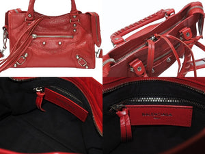 BALENCIAGA バレンシアガ クラシック ミニ シティ 2WAY ショルダーバッグ 300295 ロゴ レッド シルバー金具 美品 中古 4b005850