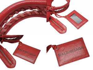 BALENCIAGA バレンシアガ クラシック ミニ シティ 2WAY ショルダーバッグ 300295 ロゴ レッド シルバー金具 美品 中古 4b005850