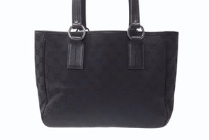 GUCCI グッチ GGパターン ハンドバック トートバッグ 113019 ブラック 黒 シルバー金具 キャンバス 美品 中古 4b005855 