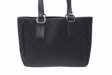画像をギャラリービューアに読み込む, GUCCI グッチ GGパターン ハンドバック トートバッグ 113019 ブラック 黒 シルバー金具 キャンバス 美品 中古 4b005855 