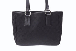 GUCCI グッチ GGパターン ハンドバック トートバッグ 113019 ブラック 黒 シルバー金具 キャンバス 美品 中古 4b005855 