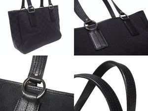 GUCCI グッチ GGパターン ハンドバック トートバッグ 113019 ブラック 黒 シルバー金具 キャンバス 美品 中古 4b005855 
