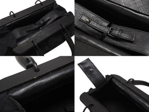 極美品 GUCCI グッチ バンブー ハンドバッグ ウッド調 GGキャンバス イタリア製 レザー ブラック 中古 4b005856
