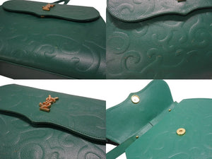 YvesSaintLaurent イヴ サンローラン LogoShoulderBag ロゴ ショルダーバッグ FF14623 WS14623 グリーン ゴールド金具 美品 中古 4b005858