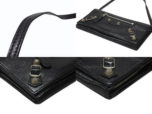 極美品 BALENCIAGA バレンシアガ ジャイアントコンチネンタル 長財布 ハンドバッグ ブラック シルバー金具 中古 4b005859