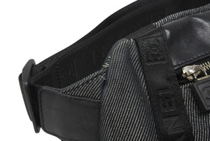 CHANEL シャネル スポーツライン ココマーク ウエストバッグ 10番台 ボディバッグ ブラック レザー ロゴ ジャガード シルバー金具 美品 中古 4b005860