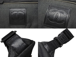 CHANEL シャネル スポーツライン ココマーク ウエストバッグ 10番台 ボディバッグ ブラック レザー ロゴ ジャガード シルバー金具 美品 中古 4b005860