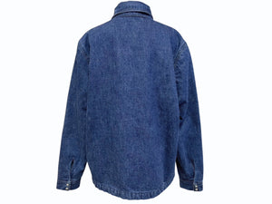 極美品 CHROME HEARTS クロムハーツ デニムジャケット ブルゾン サイズM クロスボールボタン インディゴブルー シルバー925 中古 4b005861