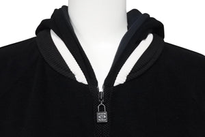 CHANEL シャネル スポーツライン ジップアップフーディー パーカー P32616W04100 サイズ36 ココマーク パイル メッシュ 美品 中古 4b005863
