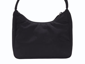 極美品 PRADA プラダ ホーボー ワンショルダーバッグ MV515 トライアングルロゴ 三角ロゴプレート ナイロン ブラック 中古 4b005866