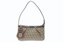 Load image into Gallery viewer, 極美品 FENDI フェンディ ズッキーノ柄 ワンショルダーバッグ 8BR566 ハンドバッグ ベージュ ブラウン キャンバス レザー ゴールド金具 中古 4b005868
