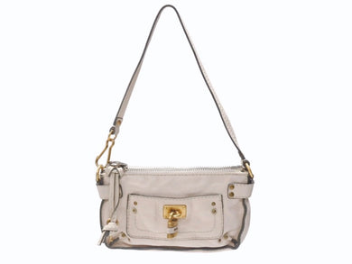 Chloe クロエ ミニ パディントン ポーチ ショルダーバッグ フランス製 レザー ベージュ ゴールド金具 美品 中古 4b005869
