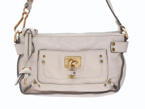 Chloe クロエ ミニ パディントン ポーチ ショルダーバッグ フランス製 レザー ベージュ ゴールド金具 美品 中古 4b005869