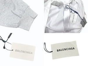 極美品 BALENCIAGA バレンシアガ Food Holiday Two Piece Long Sleeved Shirt プリントロゴレイヤード長袖Tシャツ 698089 TMVL2 ホワイト サイズ3 中古 4b005873