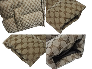 極美品 BALENCIAGA × GUCCI バレンシアガ グッチ 22AW ハッカー プロジェクト BB柄 パファー ダウンジャケット YZERR私物 ベージュ サイズ46 681885 中古 4b005880