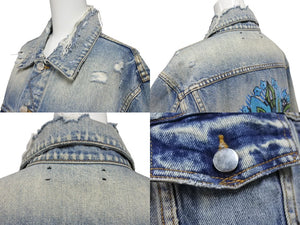 極美品 AMIRI アミリ GRATEFUL DEAD skull rose スカルデザインペイントデニムジャケット YZERR着用 ブルー マルチカラー サイズM 中古 4b005884