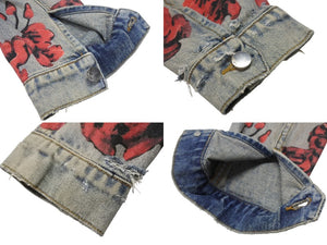 極美品 AMIRI アミリ GRATEFUL DEAD skull rose スカルデザインペイントデニムジャケット YZERR着用 ブルー マルチカラー サイズM 中古 4b005884