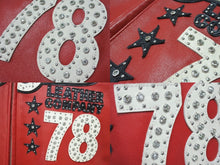 画像をギャラリービューアに読み込む, 極美品 pellepelle ペレペレ ENCRUSTED VARSITY PLUSH レザージャケット YZERR私物 322-37462 サイズM レッド ラインストーン 中古 4b005893 