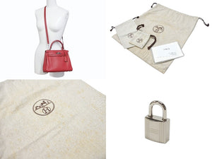 新品同様 HERMES エルメス ケリー25 2WAY ショルダーバッグ X刻印 ヴォースイフト ルージュグレナシルバー金具 中古 4b005898