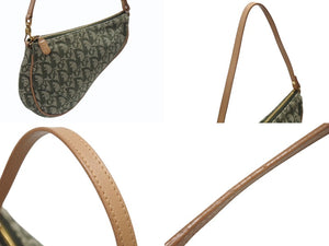 極美品 Christian Dior クリスチャンディオール サドルポーチ ガリアーノ期 ヴィンテージ トロッター柄 カーキ 中古 4b005899 