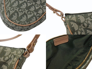 極美品 Christian Dior クリスチャンディオール サドルポーチ ガリアーノ期 ヴィンテージ トロッター柄 カーキ 中古 4b005899 