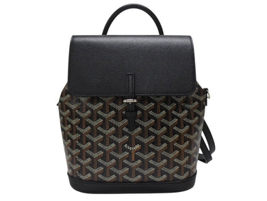極美品 GOYARD ゴヤール ミニリュック 3WAY アルパンミニ ヘリンボーン柄 ブラック ブラウン シルバー金具 中古 4b005903 